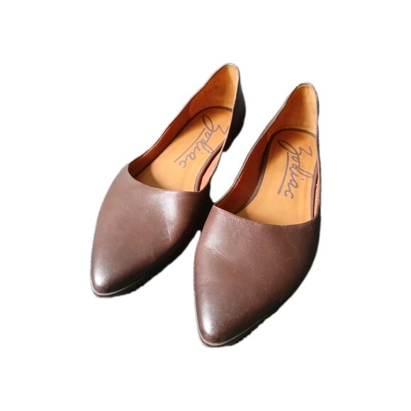 Zodiac Womens 10 Chocolate Brown Flats Pointed Toe Classic Preppy Boho Versatile - Picture 2 of 7